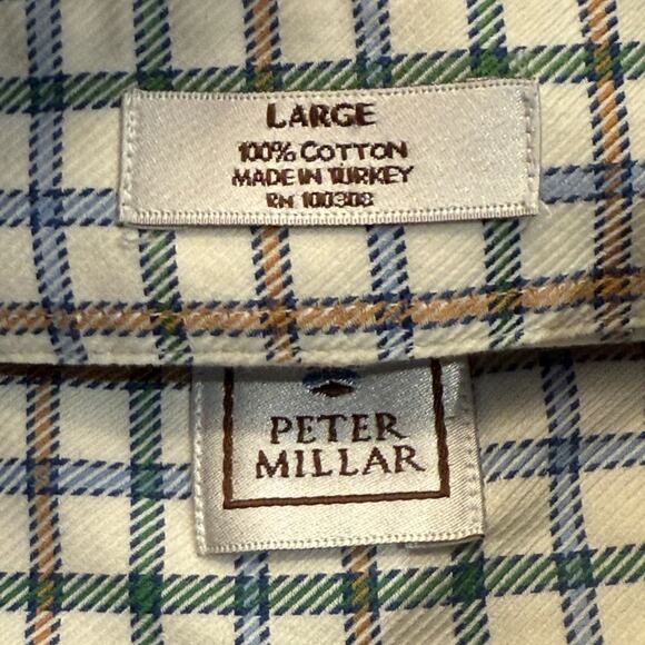 Peter Millar Sea Island Men’s Large Long White Plaid Casual Button Down Shirt - Picture 4 of 8